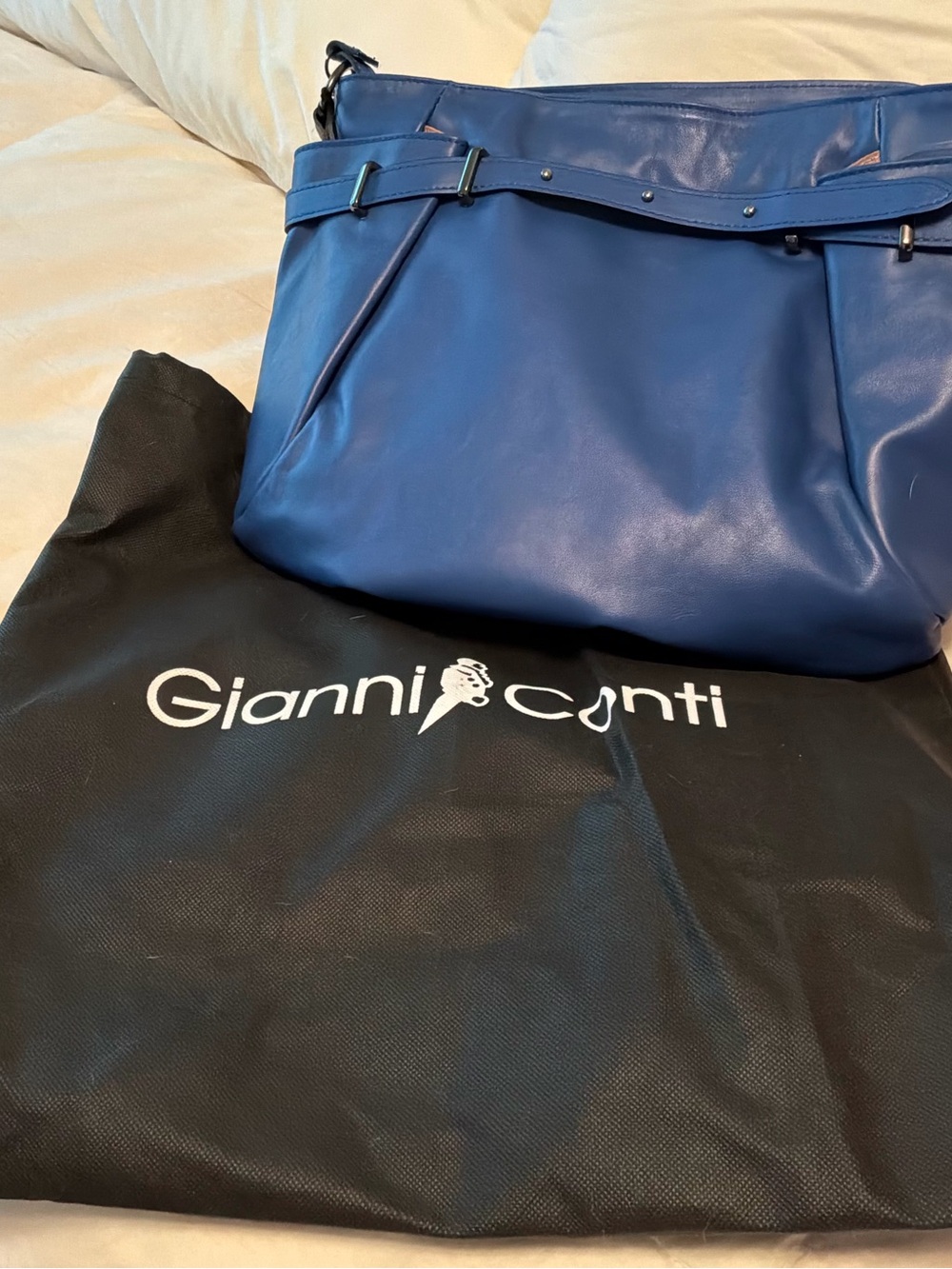 Gianni Conti Royal Blue Leather Crossbody Bag